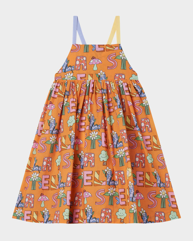 Girl's Fairy Floral Stella Lettering Strappy Dress, Size 4-10